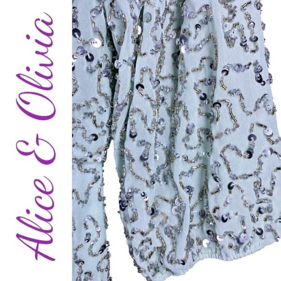 NWT ALICE & OLIVIA PALMIRA SEQUIN MINI COCKTAIL DRESS COQUETTE FAIRYCORE, SIZE 4 - Picture 7 of 12